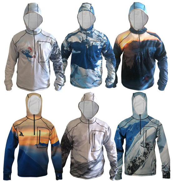 Heavyweight 1/4 Zip FlexShell Graphic Mountain Hoodies Outdoor Apparel