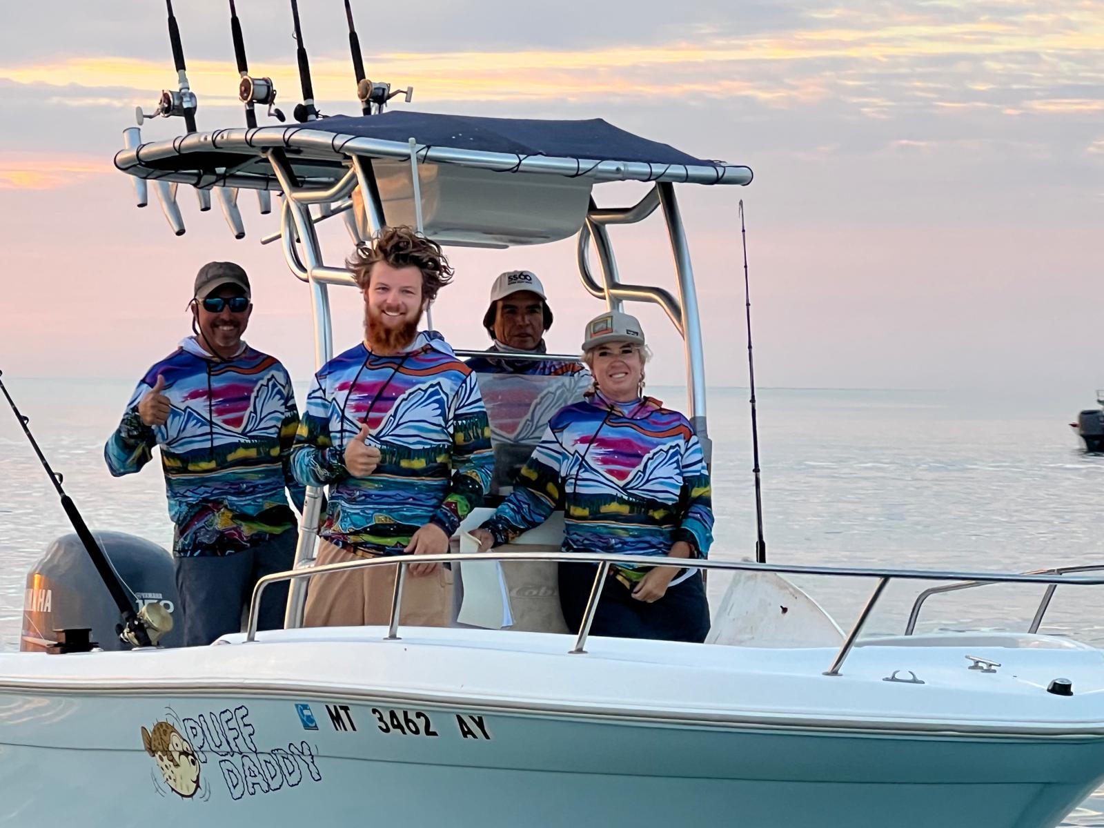 Alpine Lake group on the open ocean