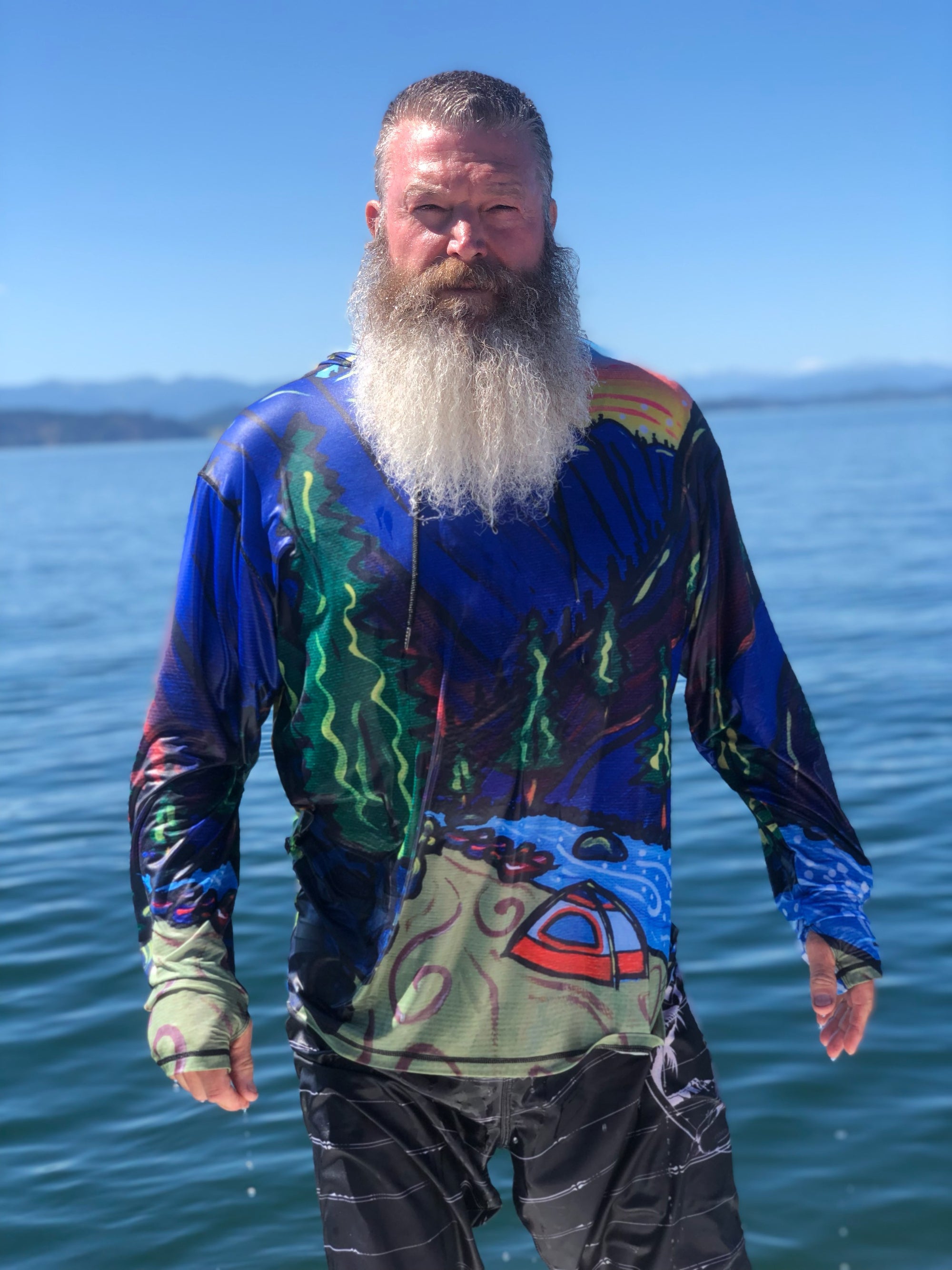 Swimming in Lake Pend Oreille in the Middle Fork SunPro Hoodie