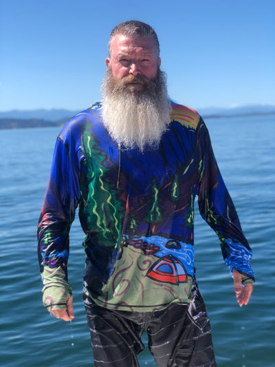 Swimming in Lake Pend Oreille in the Middle Fork SunPro Hoodie