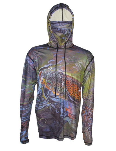 Green Brown Graphic Fishing Hoodie