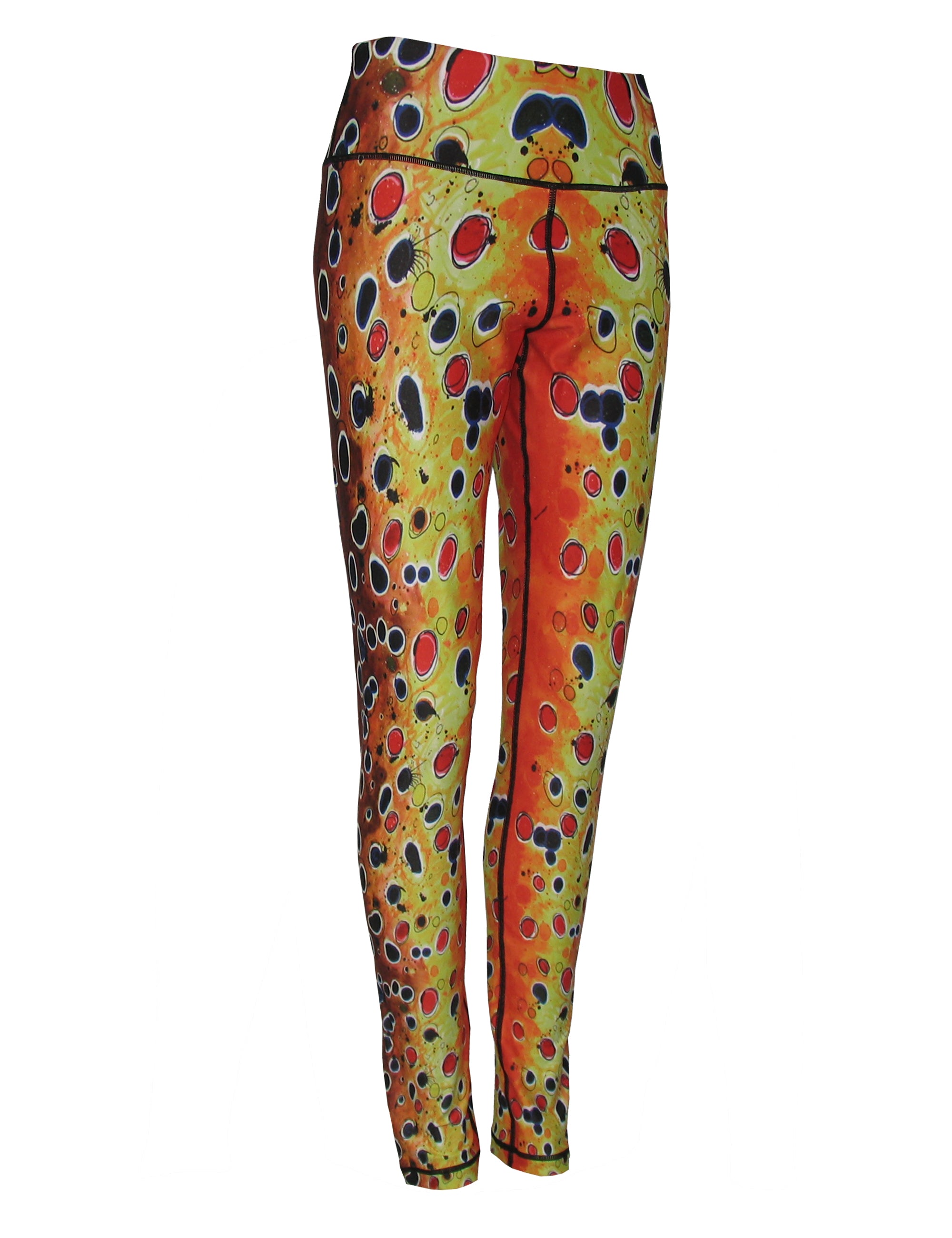 Brown Trout2 All Sport Leggings comfortable outdoor apparel for fly fishing, hiking, camping or a hike up a 14er or a day floating a river