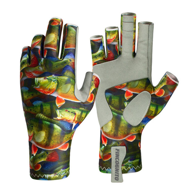 These peacock bass sun gloves offer UPF50 sun protection.  Great for fishing in the Amazon.  Along with fly fishing and spin casting, these are great for hiking, mountain biking, kayaking, and other outdoor activities.