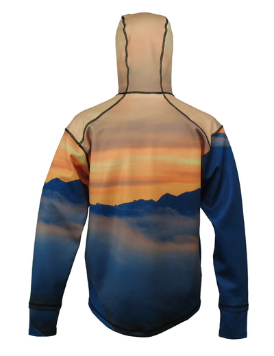Snowboarder#1 1/4 Zip Hoodie back view mountain clothing brand offers SPF Protection from harmful UV Rays.  Enjoy the picture hoodies or just spend a day skiing.