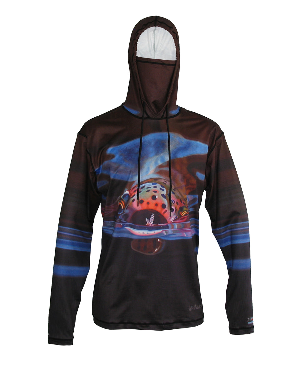 The Snack Sunpro Hoodie with AD Maddox painting is a fishing clothing brand and offers SPF Protection from harmful UV Rays. Great for a fishing lifestyle and to spend a day on the water fishing.