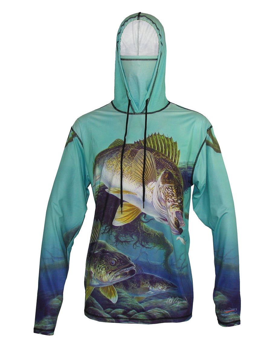 Walleye sun protective graphic fishing hoodie
